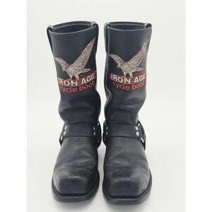 Iron Age Falcon Men's Leather Steel Toe Motorcycle Boots Size 9 D